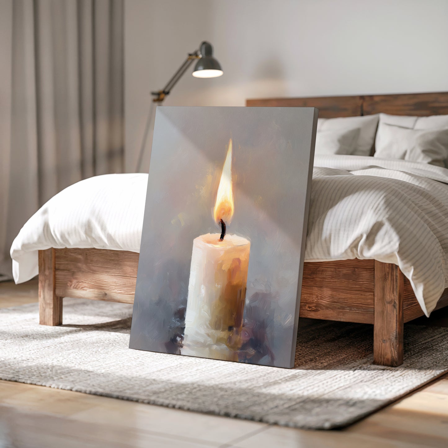 Rustic Candle Canvas Art Print – Cozy Warm Wall Decor
