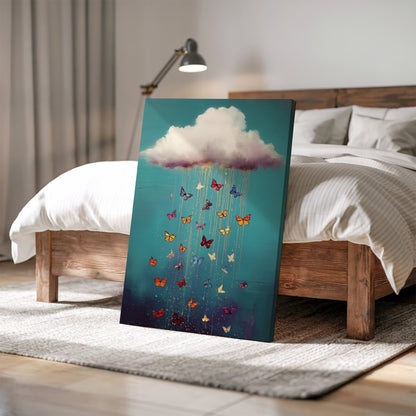 Rain Cloud Canvas Print – Minimalist Wall Art - Maximalist Home Decor - Butterfly Rain Cloud Framed Canvas