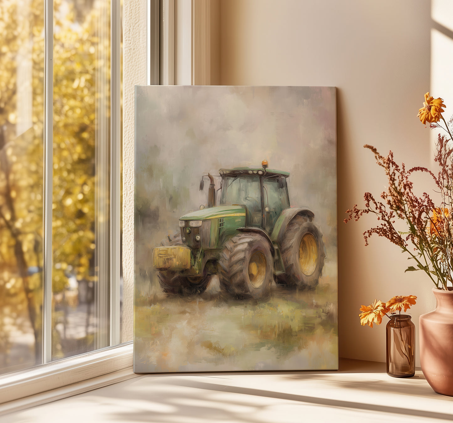 Farm Tractor Canvas Art – Rustic Country Wall Decor