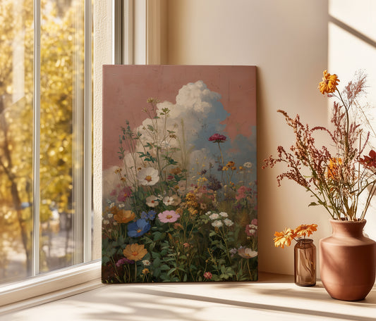 Pink Cloud Canvas Print – Minimalist Wall Art - Maximalist Home Decor - Wildflower Cloud Framed Canvas