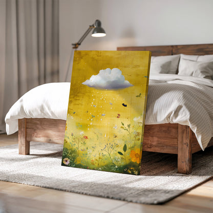 Yellow Cloud Canvas Print – Minimalist Wall Art - Maximalist Home Decor - Wildflower Cloud Framed Canvas