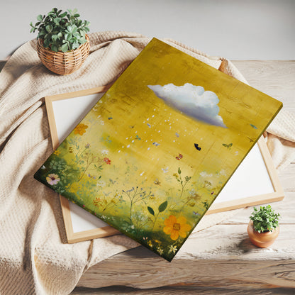 Yellow Cloud Canvas Print – Minimalist Wall Art - Maximalist Home Decor - Wildflower Cloud Framed Canvas