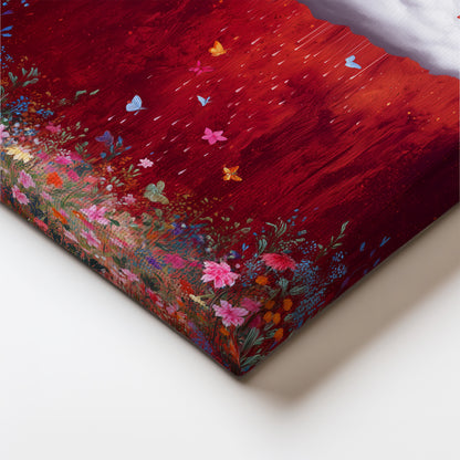 Red Cloud Canvas Print – Minimalist Wall Art - Maximalist Home Decor - Butterfly Cloud Framed Canvas