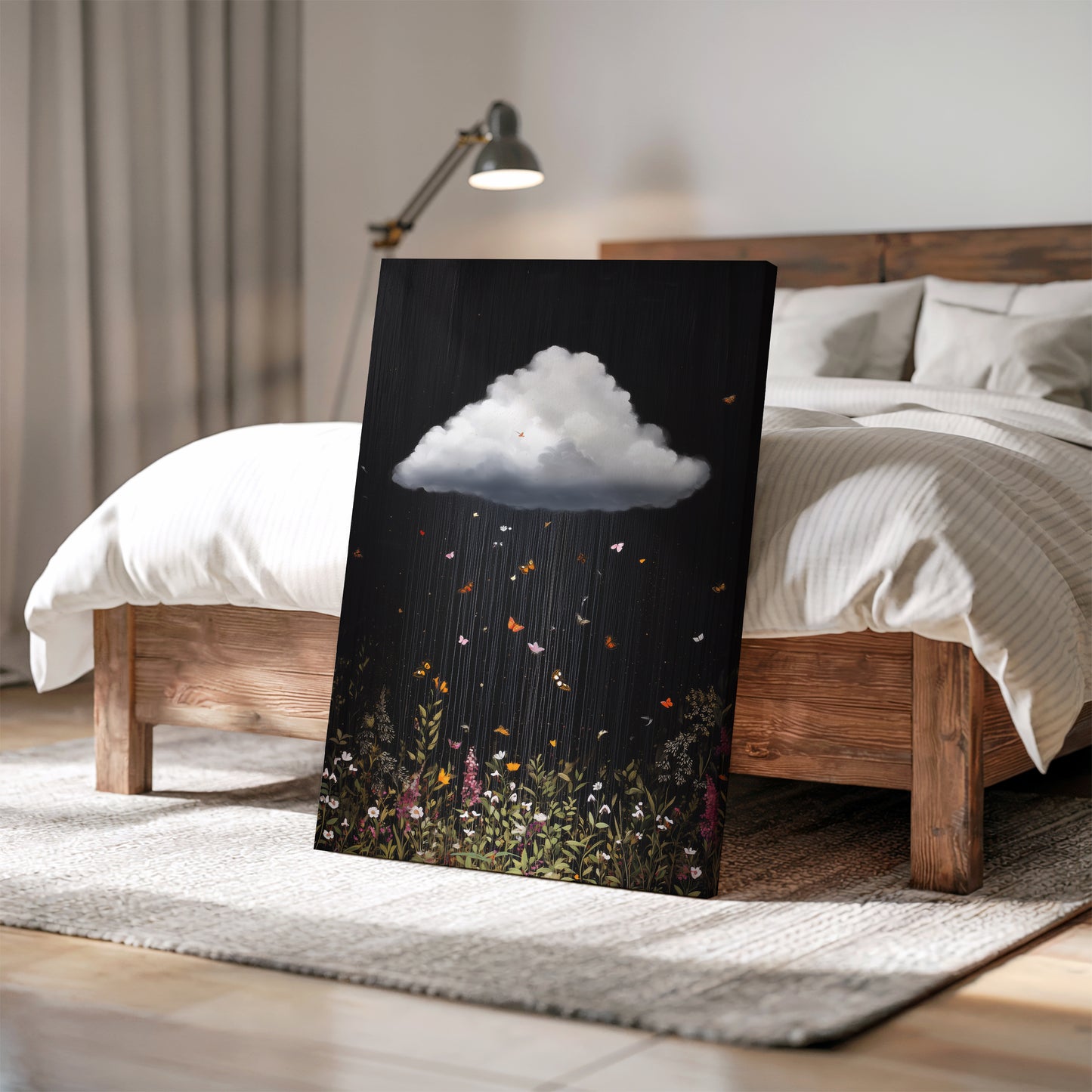 Black Cloud Canvas Print – Minimalist Wall Art - Maximalist Home Decor - Butterfly Cloud Framed Canvas