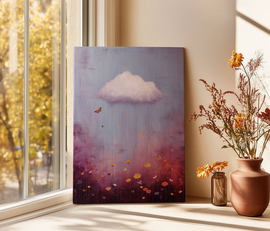 Ombre Canvas Print – Minimalist Wall Art - Maximalist Home Decor - Floral Cloud Framed Canvas