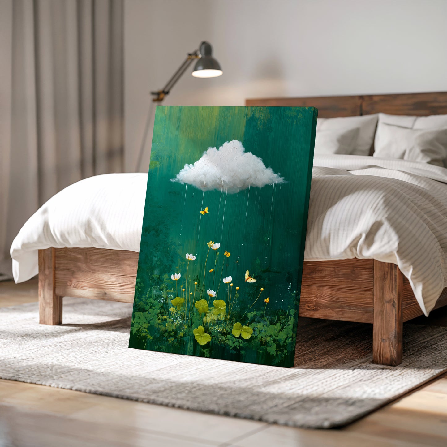 Green Cloud Canvas Print – Minimalist Wall Art - Maximalist Home Decor - Floral Cloud Framed Canvas