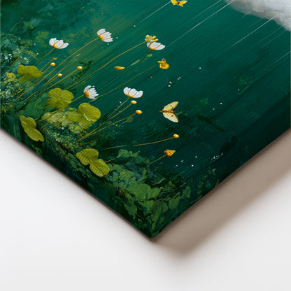 Green Cloud Canvas Print – Minimalist Wall Art - Maximalist Home Decor - Floral Cloud Framed Canvas
