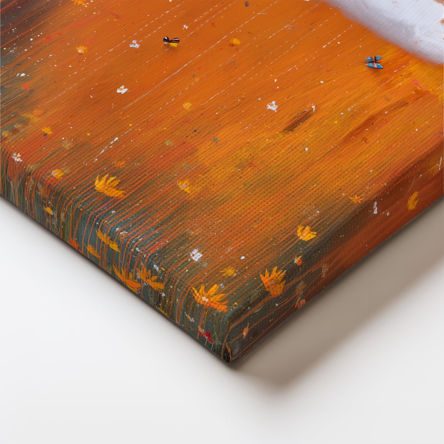 Wildflower Cloud Print – Minimalist Wall Art - Maximalist Home Decor - Orange Cloud Framed Canvas