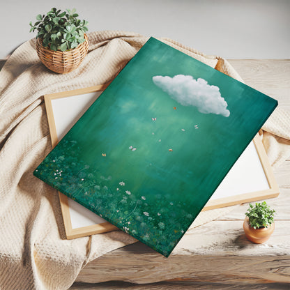 Wildflower Cloud Print – Minimalist Wall Art - Maximalist Home Decor - Teal Cloud Framed Canvas