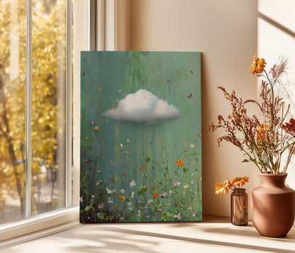 Floral Cloud Canvas Print – Minimalist Wall Art - Maximalist Home Decor - Framed Canvas Art