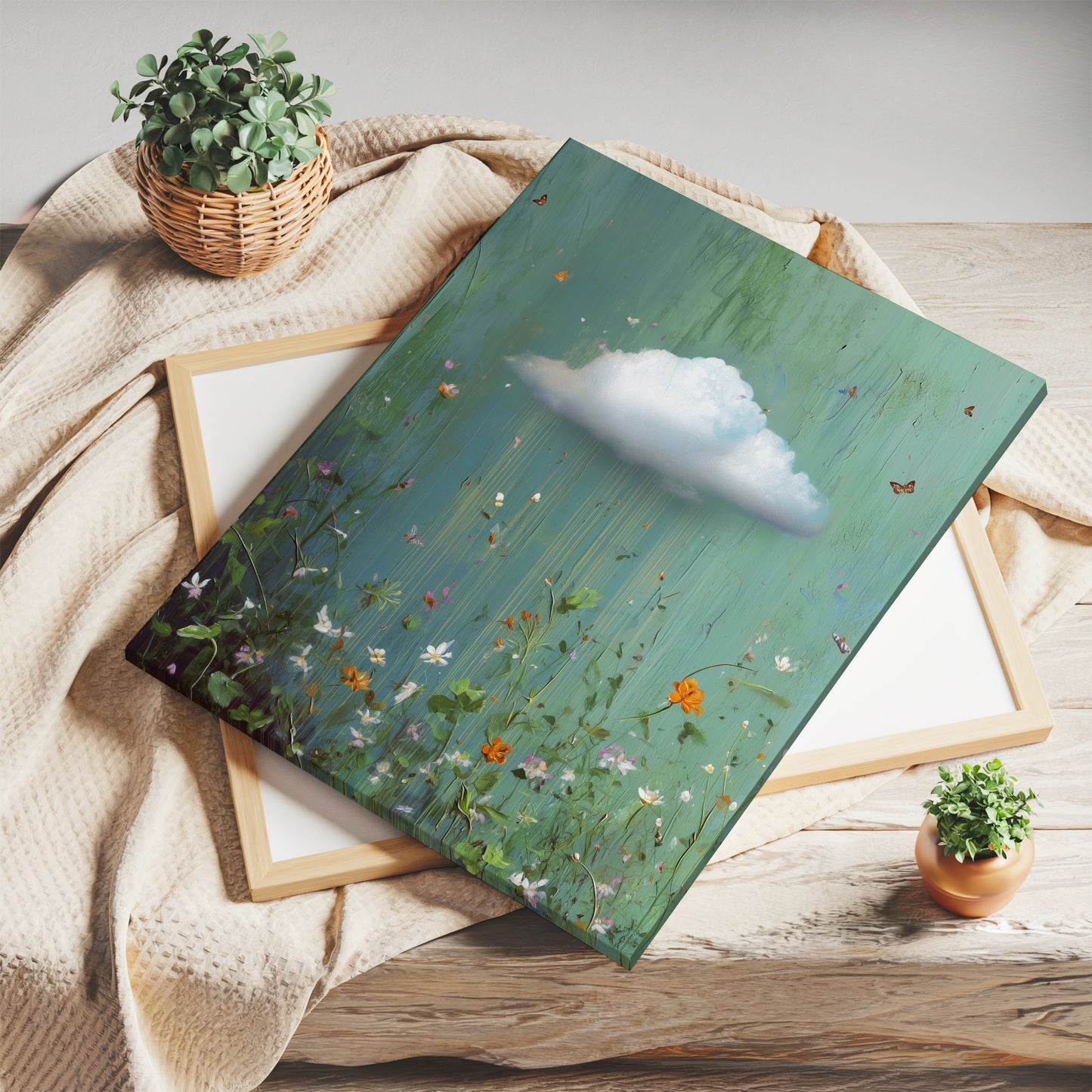 Floral Cloud Canvas Print – Minimalist Wall Art - Maximalist Home Decor - Framed Canvas Art