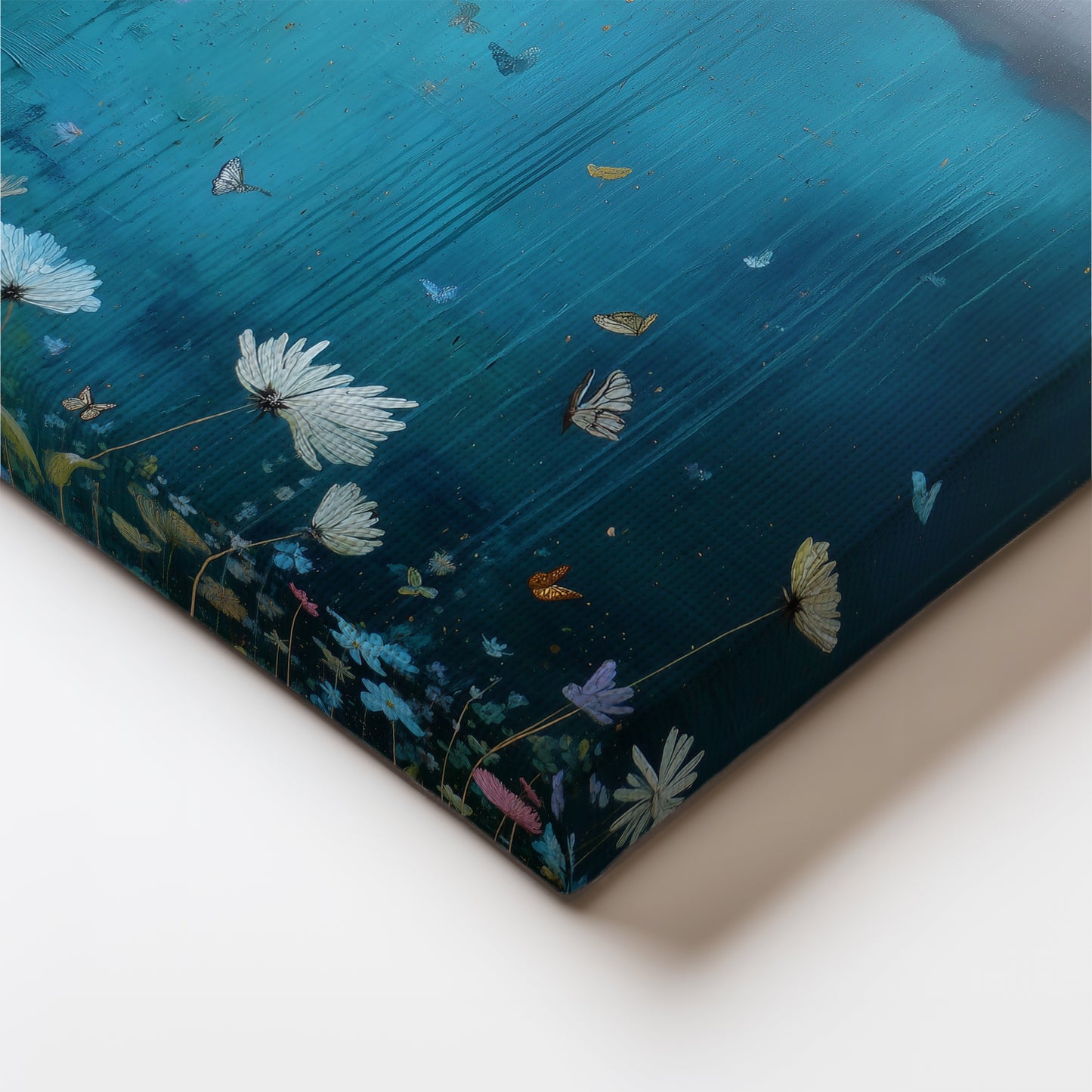 Blue Floral Cloud Canvas Print – Minimalist Wall Art - Maximalist Home Decor - Framed Canvas Art