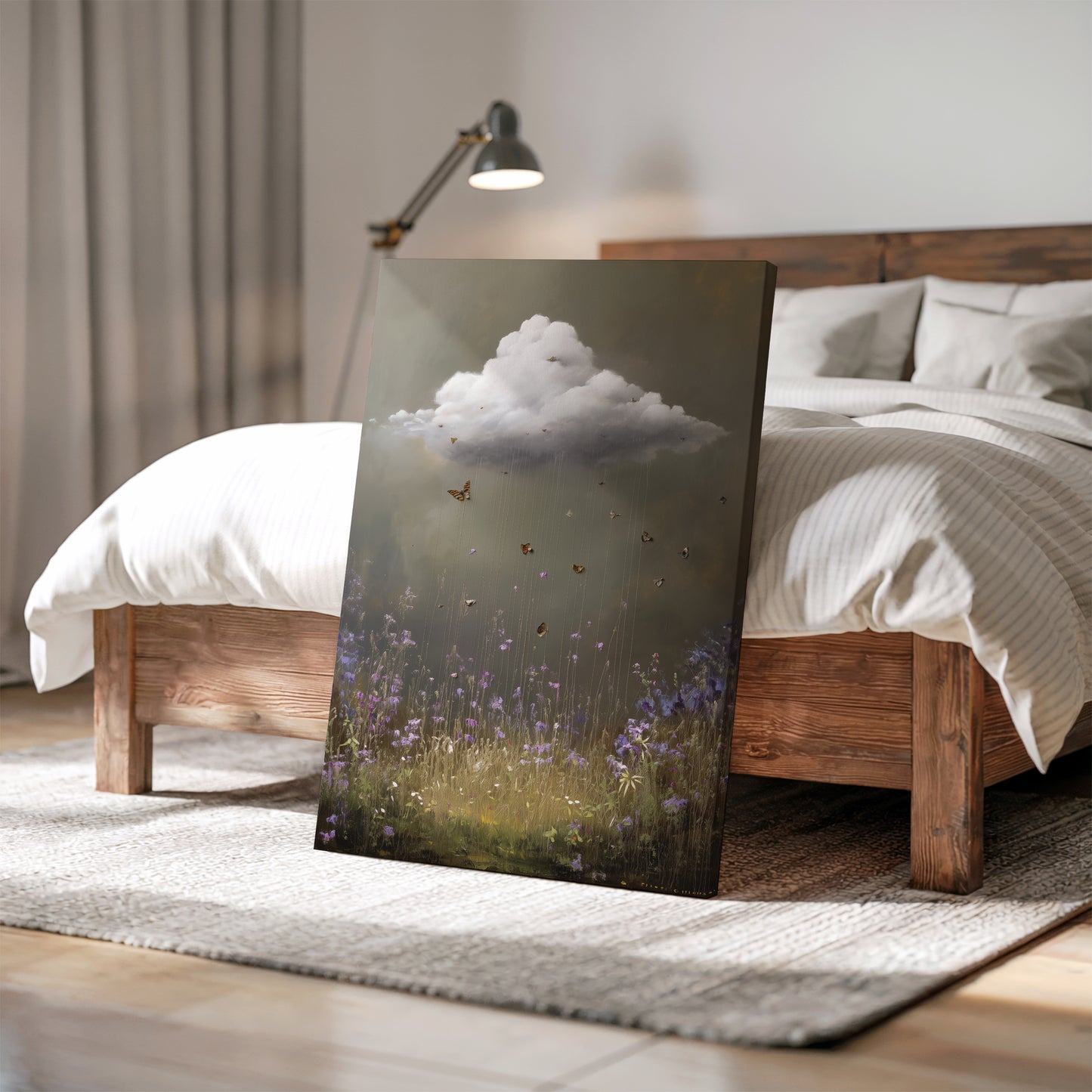 Moody Cloud Canvas Print – Minimalist Wall Art - Maximalist Home Decor - Floral Cloud Framed Canvas Art