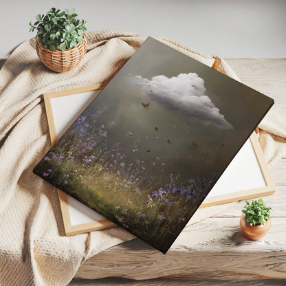 Moody Cloud Canvas Print – Minimalist Wall Art - Maximalist Home Decor - Floral Cloud Framed Canvas Art