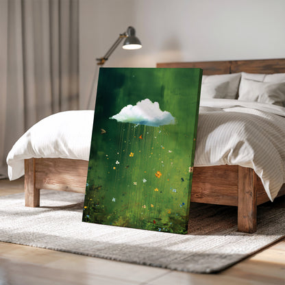 Green Cloud Canvas Print – Minimalist Wall Art - Maximalist Home Decor - Floral Cloud Framed Canvas Art