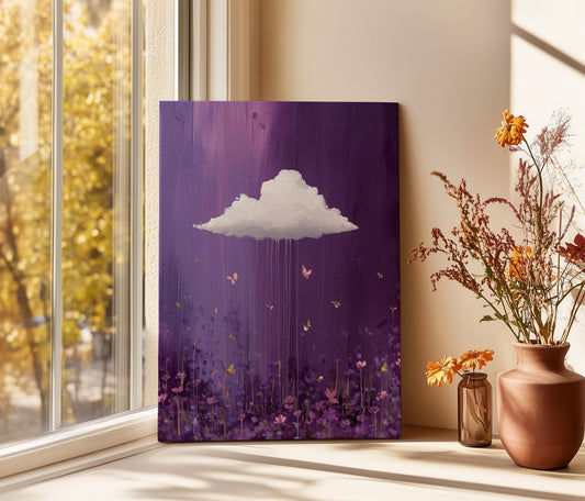 Purple Cloud Canvas Print – Minimalist Wall Art - Maximalist Home Decor - Floral Cloud Framed Canvas