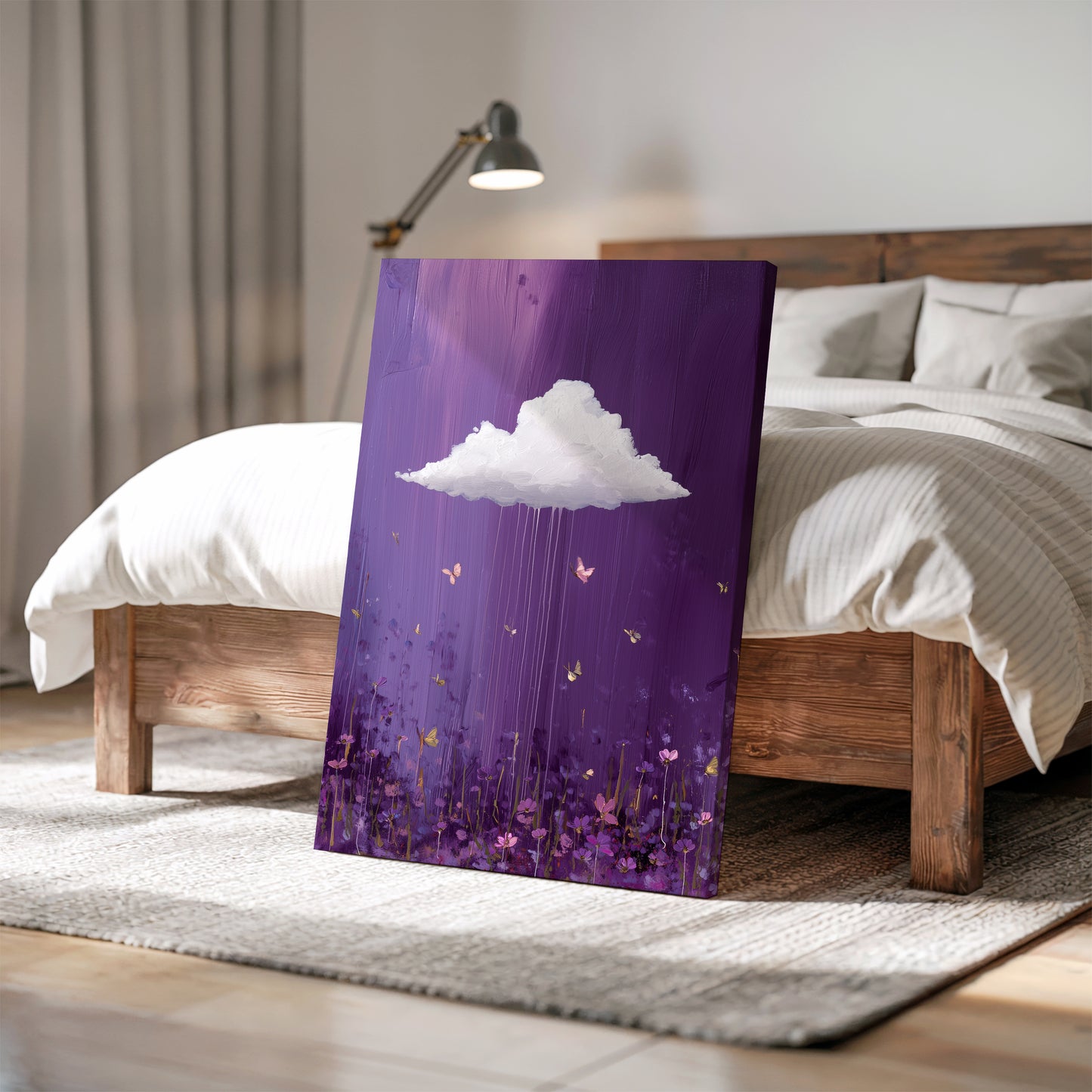 Purple Cloud Canvas Print – Minimalist Wall Art - Maximalist Home Decor - Floral Cloud Framed Canvas