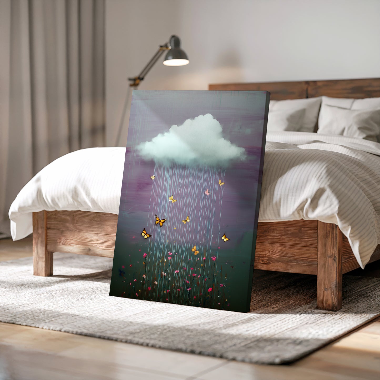 Purple Ombre Cloud Canvas Print – Minimalist Wall Art - Maximalist Home Decor - Floral Cloud Framed Canvas