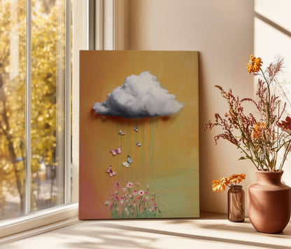 Yellow Cloud Canvas Print – Minimalist Wall Art - Maximalist Home Decor - Floral Cloud Framed Canvas