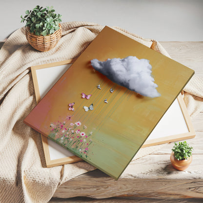 Yellow Cloud Canvas Print – Minimalist Wall Art - Maximalist Home Decor - Floral Cloud Framed Canvas