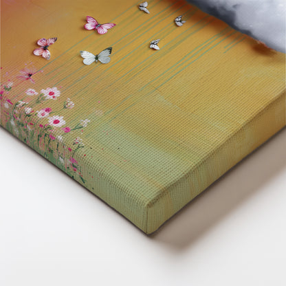 Yellow Cloud Canvas Print – Minimalist Wall Art - Maximalist Home Decor - Floral Cloud Framed Canvas