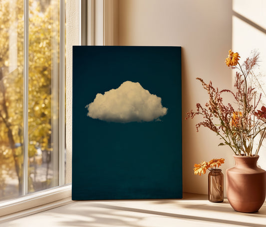 Navy Blue Cloud Canvas Print – Minimalist Wall Art - Maximalist Home Decor - Framed Canvas Print