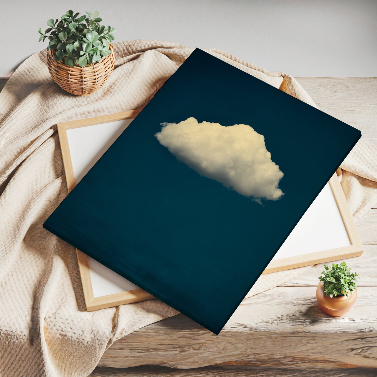 Navy Blue Cloud Canvas Print – Minimalist Wall Art - Maximalist Home Decor - Framed Canvas Print
