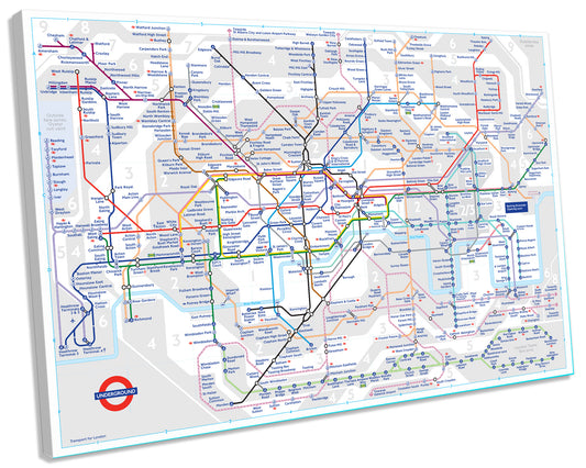 London Underground Map Tube Lines CANVAS WALL ART Box Framed Picture Print