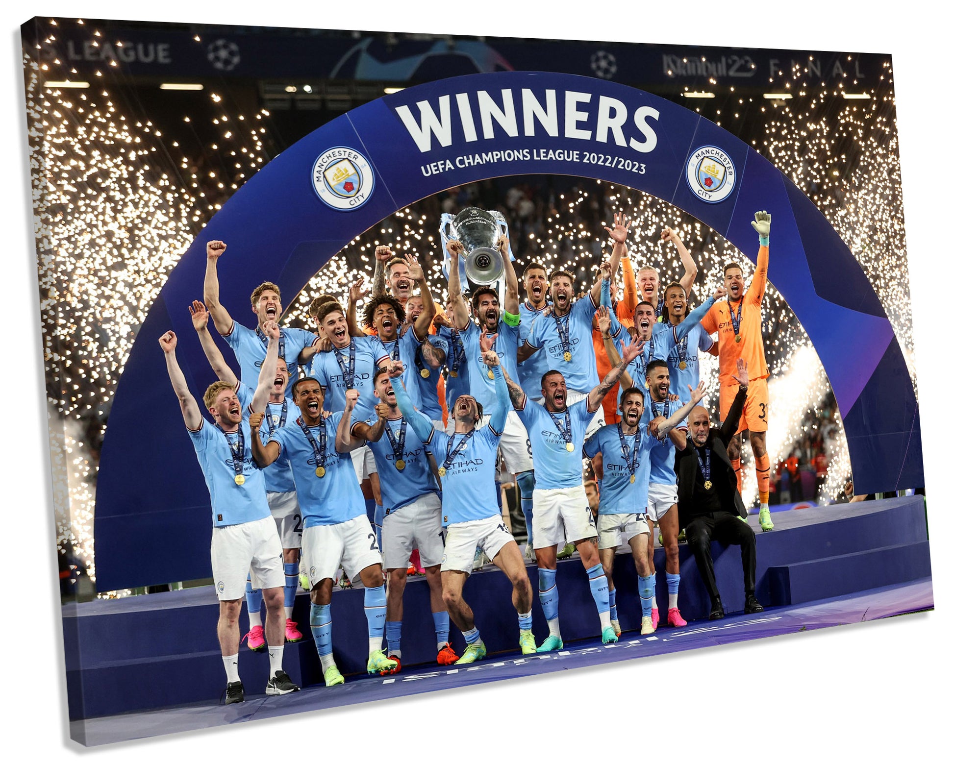 Manchester City 2023 Champions League Winners Canvas Wall Art Picture Print