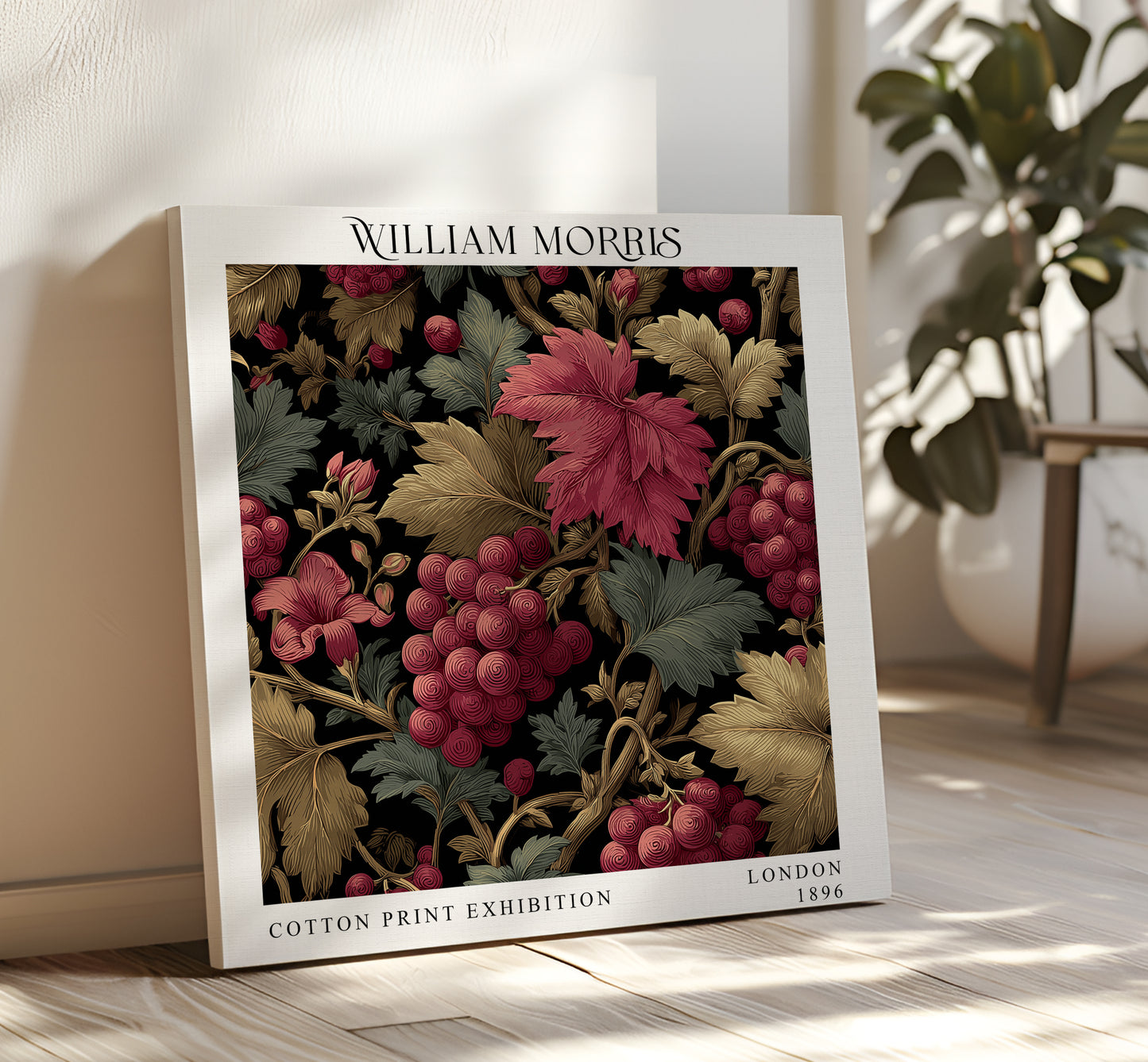 William Morris Canvas Print – Botanical Wall Art - Floral Exhibition Print - Fruit Tree Framed Canvas
