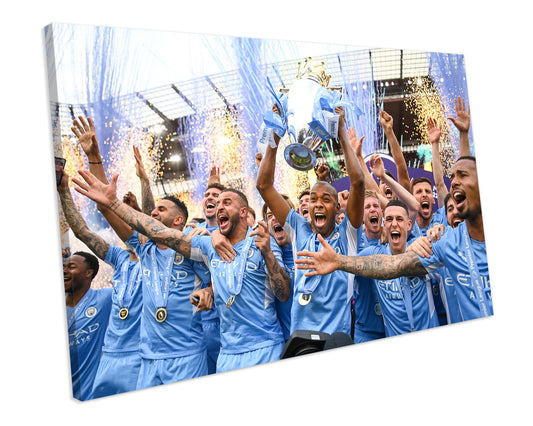 Manchester City 2022 Premier League Champions Framed Canvas Art Print