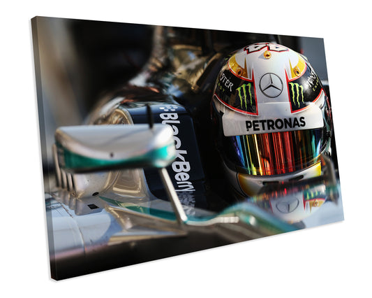 F1 Lewis Hamilton Racing Car Sport CANVAS WALL ART Box Framed Picture Print