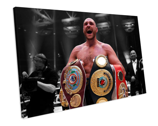Boxing Tyson Fury World Champion 2015 CANVAS WALL ART Framed Picture Print
