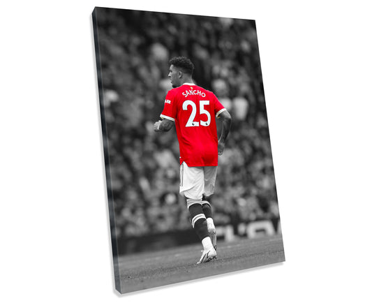 Jadon Sancho Manchester United Football Sport CANVAS WALL ART Box Framed Picture Print