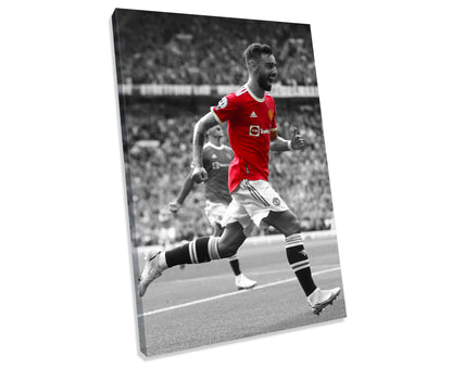 Manchester United Bruno Fernandes Football Sport CANVAS WALL ART Box Framed Picture Print