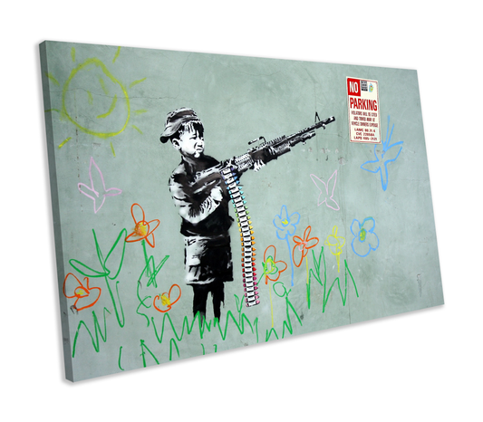 Banksy Child Soldier Graffiti CANVAS WALL ART Box Framed Picture Print