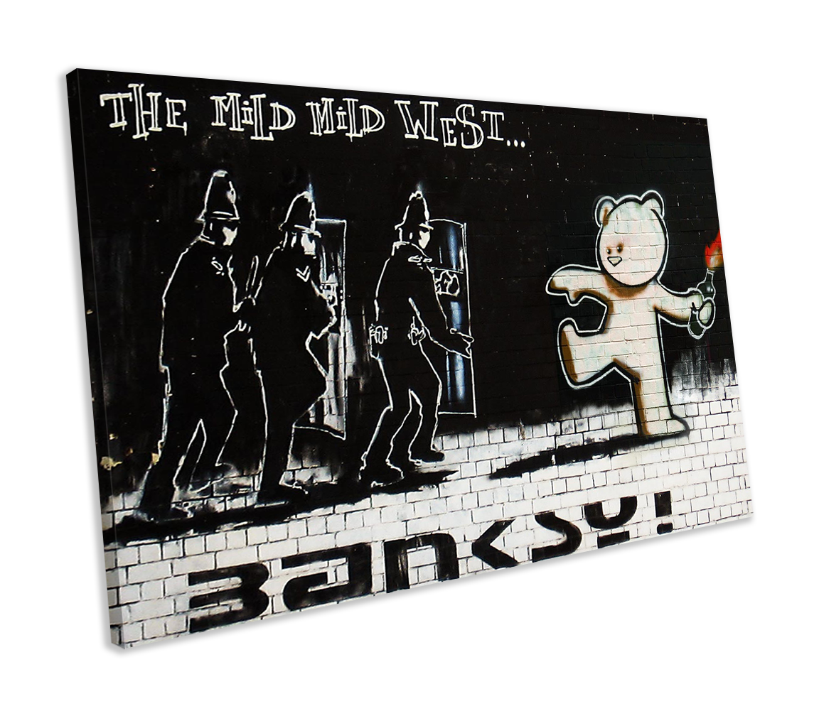 Banksy The Mild Mild West Graffiti CANVAS WALL ART Box Framed Picture Print