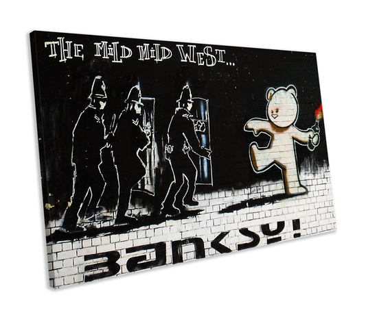 Banksy The Mild Mild West Graffiti CANVAS WALL ART Box Framed Picture Print