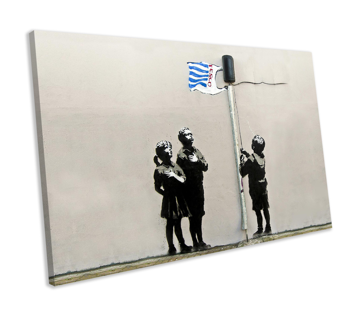 Banksy Very Little Helps Graffiti CANVAS WALL ART Box Framed Picture Print