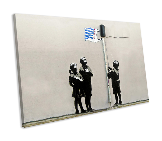 Banksy Very Little Helps Graffiti CANVAS WALL ART Box Framed Picture Print