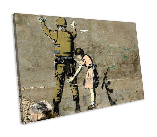 Banksy Stop and Search Graffiti CANVAS WALL ART Box Framed Picture Print