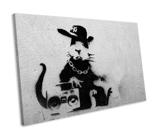 Banksy Gangsta Rat Graffiti CANVAS WALL ART Box Framed Picture Print