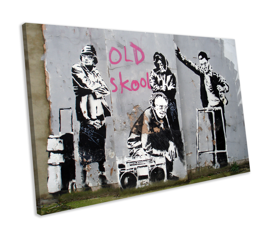 Banksy Old Skool Graffiti CANVAS WALL ART Box Framed Picture Print