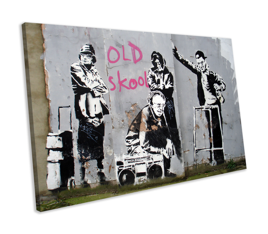 Banksy Old Skool Graffiti CANVAS WALL ART Box Framed Picture Print