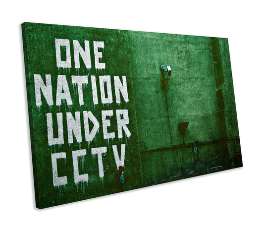 Banksy One Nation Under CCTV Graffiti CANVAS WALL ART Box Framed Picture Print