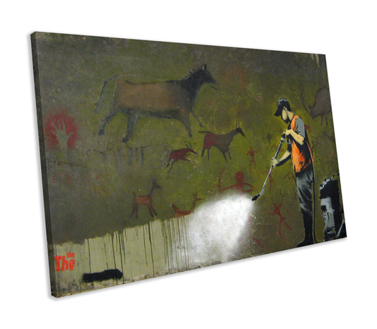 Banksy Cave Painting Removal Graffiti CANVAS WALL ART Box Framed Picture Print