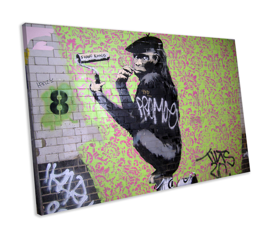 Banksy Gorilla Artist Graffiti CANVAS WALL ART Box Framed Picture Print