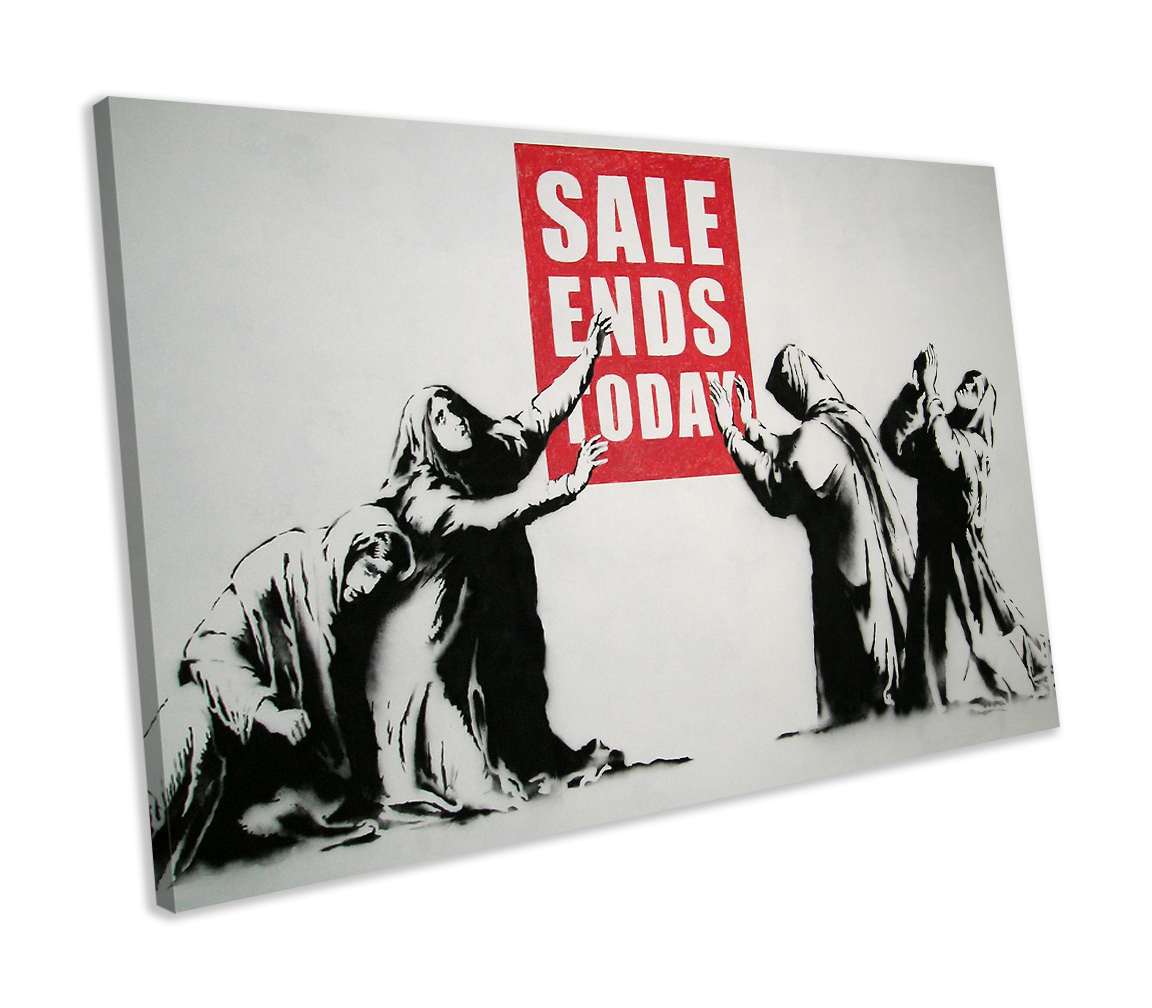 Banksy Sale Ends Today Graffiti CANVAS WALL ART Box Framed Picture Print