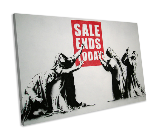 Banksy Sale Ends Today Graffiti CANVAS WALL ART Box Framed Picture Print
