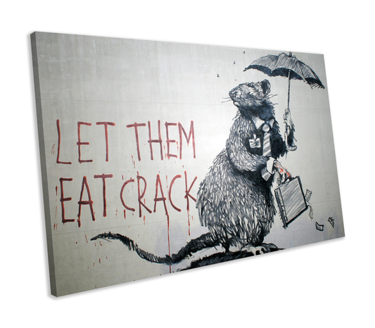 Banksy Let Them Eat Cracks Graffiti CANVAS WALL ART Box Framed Picture Print